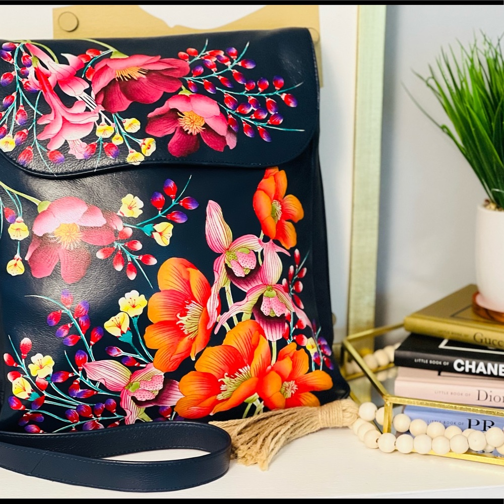 Anuschka Hand Painted Leather Large Travel Backpack